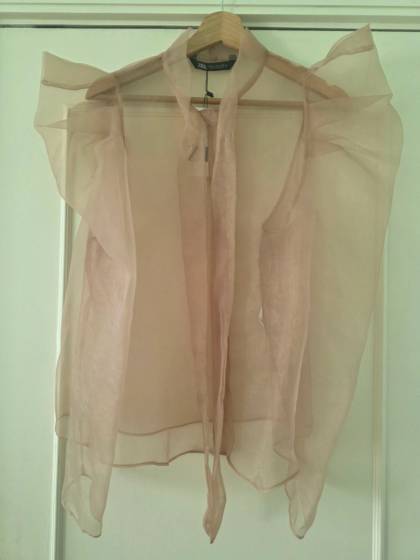 Roze Organza Blouse met Lint Nieuw | Zara | Maat XL – photo 4